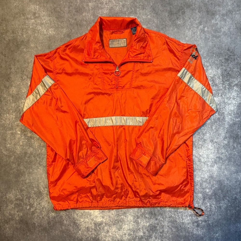 Y2K‎ American Eagle Active Sport Mens Orange 1/4 Zip Anorak Windbreaker Jacket M
